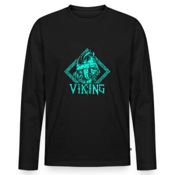 Wikinger Krieger Mittelalter - Männer Premium Bio Langarmshirt - Schwarz - Vorne - Nico (187cm)