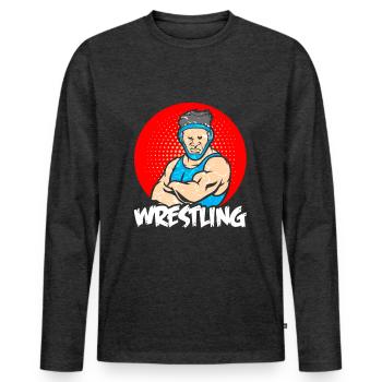 Wrestling - Men's Premium Organic Long Sleeve Shirt - heather anthracite - Front - Nico (187cm)