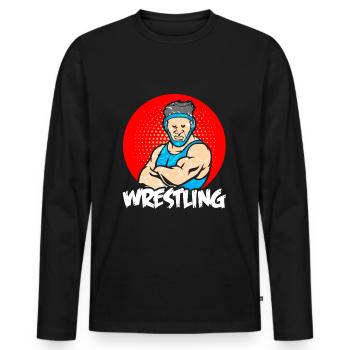 Wrestling - Männer Premium Bio Langarmshirt - Schwarz - Vorne - Nico (187cm)