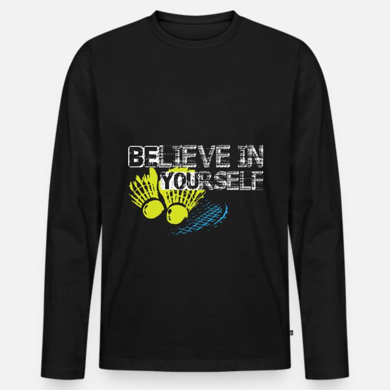 Badminton - Männer Premium Bio Langarmshirt - Schwarz