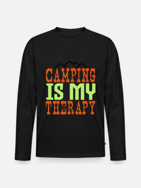 Camping is my therapy - Men's Premium Organic Long Sleeve Shirt - black