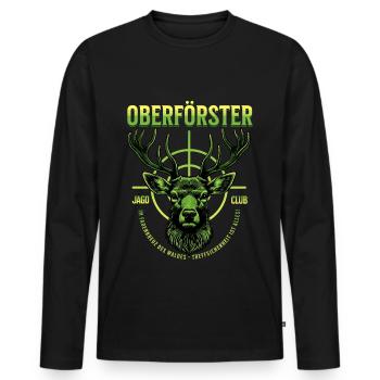 OBERFÖRSTER - Männer Premium Bio Langarmshirt - Schwarz - Vorne - Nico (187cm)