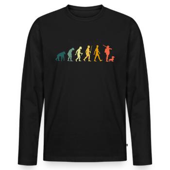 Hunter Dachshund Evolution Chasse Rétro Teckel Chien de chasse - T-shirt manches longues Premium bio Homme - noir - Devant - Nico (187cm)