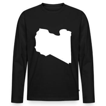 Drapeau de la carte de la Libye - T-shirt manches longues Premium bio Homme - noir - Devant - Nico (187cm)