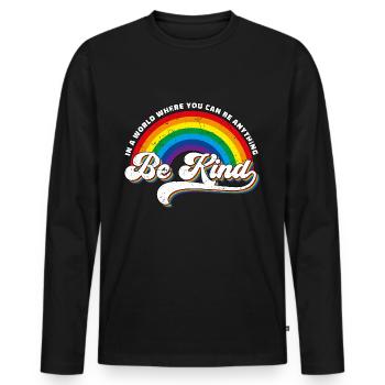 Soyez gentil LGBT Arc-en-ciel - T-shirt manches longues Premium bio Homme - noir - Devant - Nico (187cm)