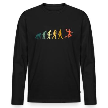 Retro Handball Evolution Handballer Entwicklung - Männer Premium Bio Langarmshirt - Schwarz - Vorne - Nico (187cm)