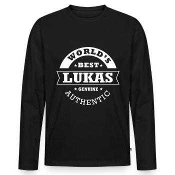Lukas Geschenk T-Shirt personalisierter Name lukas - Männer Premium Bio Langarmshirt - Schwarz - Vorne - Nico (187cm)