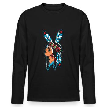 Native American Native American feather ornaments Native chief - Men's Premium Organic Long Sleeve Shirt - black - Front - Nico (187cm)