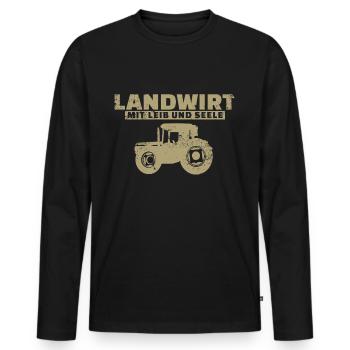 Landwirt mit Leib und Seele Retro Shirt - Männer Premium Bio Langarmshirt - Schwarz - Vorne - Nico (187cm)