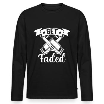 Get Faded Barber Saying Hairdresser - Men's Premium Organic Long Sleeve Shirt - black - Front - Nico (187cm)