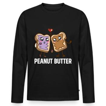 L’amour amoureux du beurre de cacahuète - T-shirt manches longues Premium bio Homme - noir - Devant - Nico (187cm)