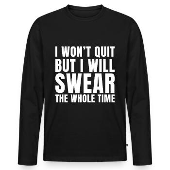 Motivation ich werde nicht aufgeben - Männer Premium Bio Langarmshirt - Schwarz - Vorne - Nico (187cm)