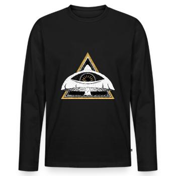 Champignon Magique Psychédélique - T-shirt manches longues Premium bio Homme - noir - Devant - Nico (187cm)