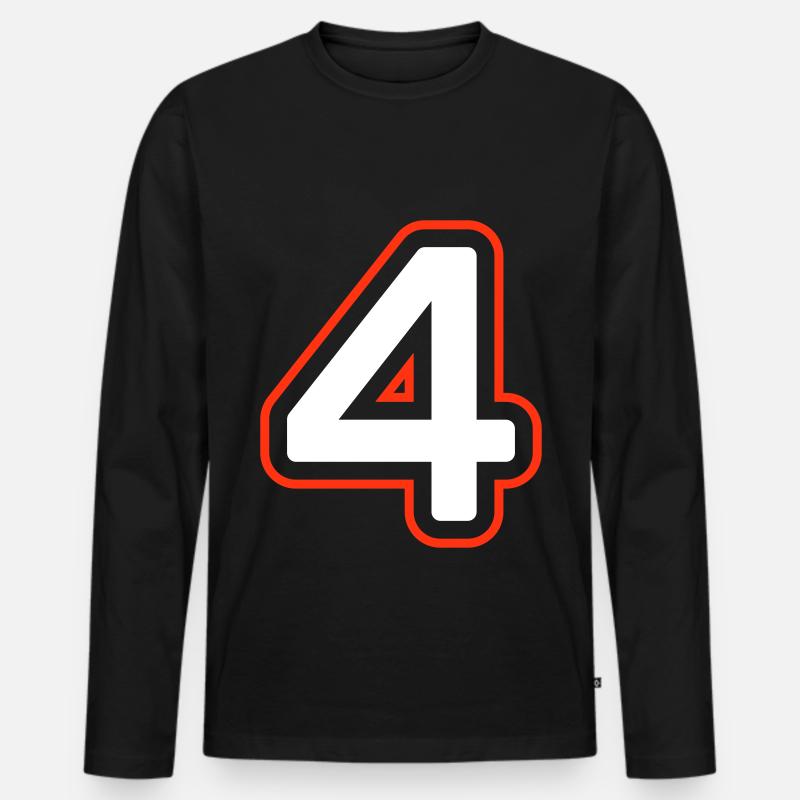 4 Zahl symbol - Männer Premium Bio Langarmshirt - Schwarz