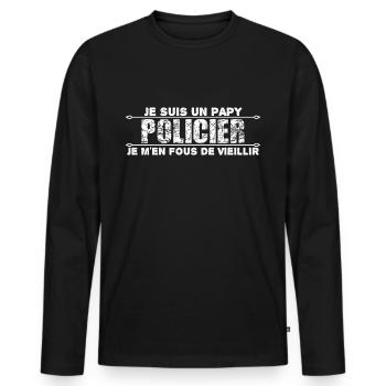 je suis un papy policier cadeau pour mon papy. - T-shirt manches longues Premium bio Homme - noir - Devant - Nico (187cm)