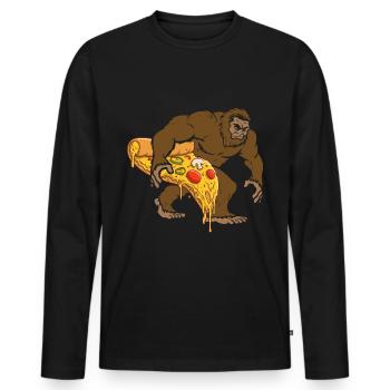 Pizza is also loved by creatures - Men's Premium Organic Long Sleeve Shirt - black - Front - Nico (187cm)