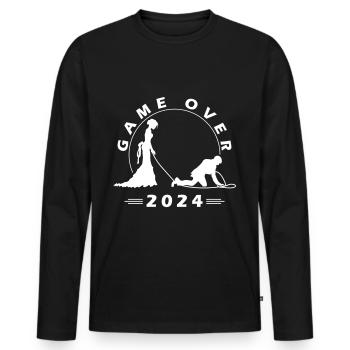 Game Over 2024 Hochzeit - Männer Premium Bio Langarmshirt - Schwarz - Vorne - Nico (187cm)
