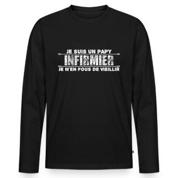 je suis un papy infirmier cadeau pour mon papy. - T-shirt manches longues Premium bio Homme - noir - Devant - Nico (187cm)