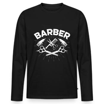 Barbier Barbier Coiffeur Coiffeur Coiffeur Coupe de cheveux - T-shirt manches longues Premium bio Homme - noir - Devant - Nico (187cm)