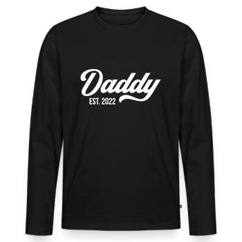 Papa Est. 2022 - T-shirt manches longues Premium bio Homme - noir - Devant - Nico (187cm)