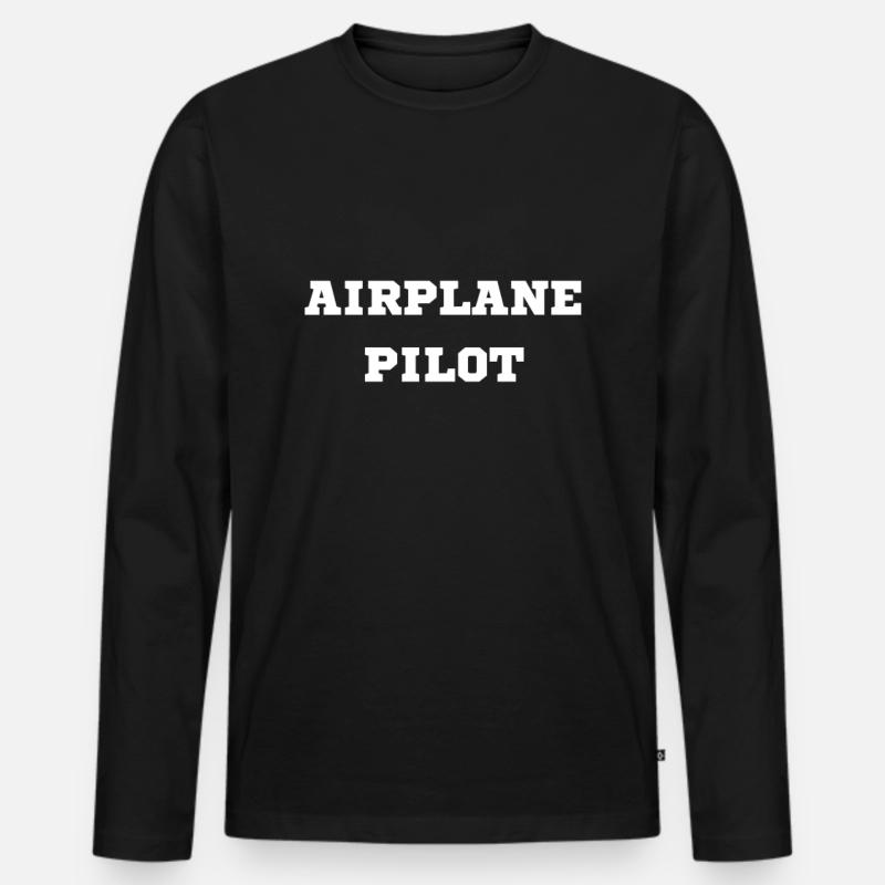 Flugzeugpilot - Männer Premium Bio Langarmshirt - Schwarz