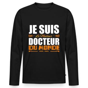Je Suis Le Meilleur Docteur Du Monde, Idée Cadeau. - T-shirt manches longues Premium bio Homme - noir - Devant - Nico (187cm)
