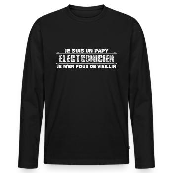 je suis un papy électronicien cadeau pour mon papy - T-shirt manches longues Premium bio Homme - noir - Devant - Nico (187cm)