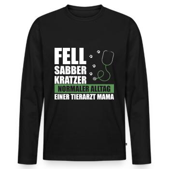 Tierärztin Tiermedizin Fell Sabber Mama Mutter - Männer Premium Bio Langarmshirt - Schwarz - Vorne - Nico (187cm)