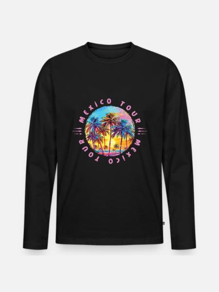 Mexico Tour Palm Trees - Men's Premium Organic Long Sleeve Shirt - black