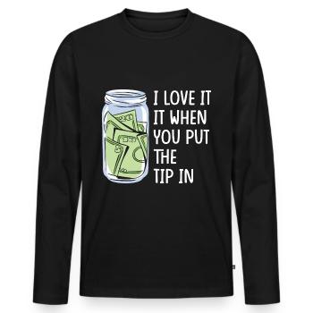 Gratuities Tipping Jar Tip Waiter Waiter - Men's Premium Organic Long Sleeve Shirt - black - Front - Nico (187cm)