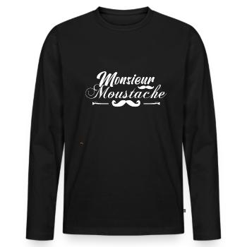 monsieur moustaches, Idée cadeau d'élégance. - T-shirt manches longues Premium bio Homme - noir - Devant - Nico (187cm)