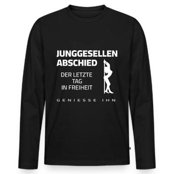 JGA - Der letzte Tag in Freiheit Junggeselle - Männer Premium Bio Langarmshirt - Schwarz - Vorne - Nico (187cm)