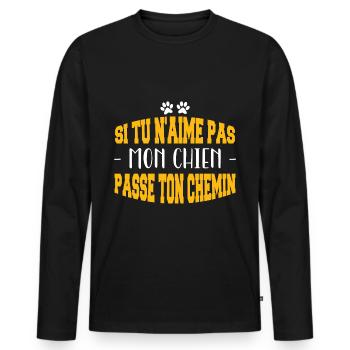 Si tu n’aimes pas mon chien - T-shirt manches longues Premium bio Homme - noir - Devant - Nico (187cm)