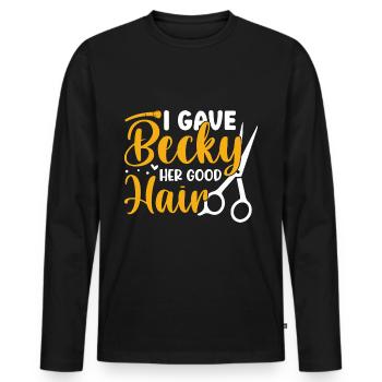 Dicton de coiffure pour les maîtres coiffeurs et coiffeurs - T-shirt manches longues Premium bio Homme - noir - Devant - Nico (187cm)