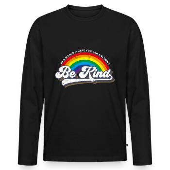 Soyez gentil LGBT Arc-en-ciel - T-shirt manches longues Premium bio Homme - noir - Devant - Nico (187cm)