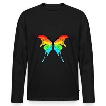 butterfly colorful - Männer Premium Bio Langarmshirt - Schwarz - Vorne - Nico (187cm)