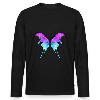 Schmetterling - Männer Premium Bio Langarmshirt - Schwarz - Vorne - Nico (187cm)