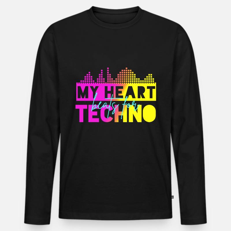 Techno-Beats - Männer Premium Bio Langarmshirt - Schwarz
