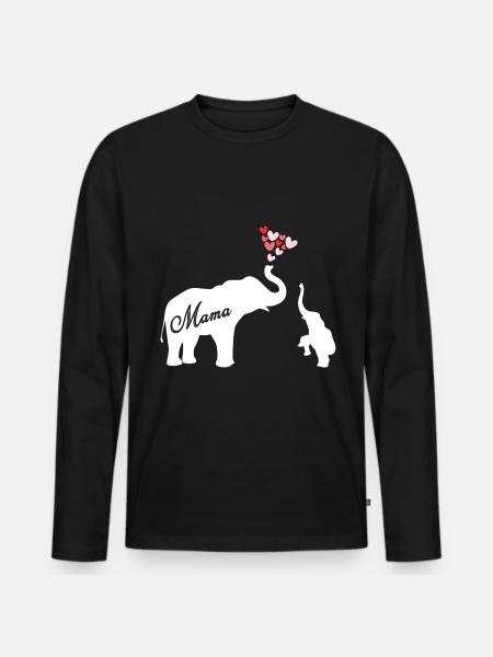 Mama Elephant Mama - Men's Premium Organic Long Sleeve Shirt - black