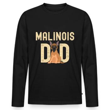 Belgian Malinois Papa Father Lover - Men's Premium Organic Long Sleeve Shirt - black - Front - Nico (187cm)