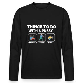 things to do with cats pussy cat kitten cat - Men's Premium Organic Long Sleeve Shirt - black - Front - Nico (187cm)