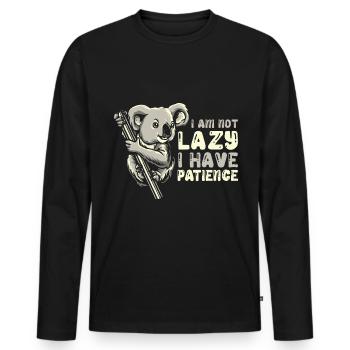 Koala Koala Ours - T-shirt manches longues Premium bio Homme - noir - Devant - Nico (187cm)