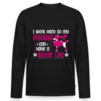 Travailler pour Caniche Mama Dog Caniche Standard - T-shirt manches longues Premium bio Homme - noir - Devant - Nico (187cm)