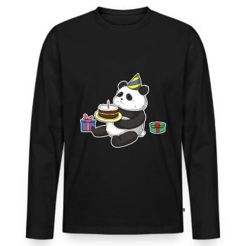 Anniversaire panda anniversaire - T-shirt manches longues Premium bio Homme - noir - Devant - Nico (187cm)