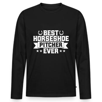 Hufeisen Werfen Hufeisen-Werfen Hufeisen-Wurfspiel - Männer Premium Bio Langarmshirt - Schwarz - Vorne - Nico (187cm)
