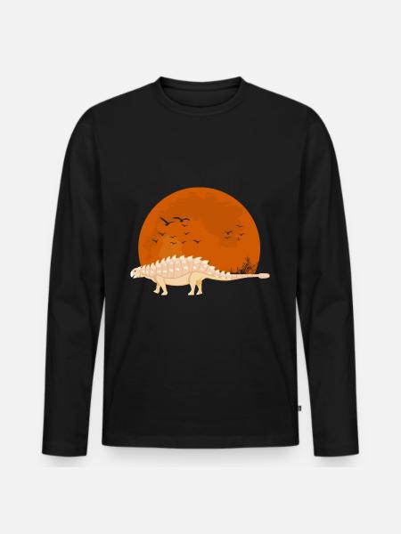 Ankylosaurus Sonnenuntergang Ankylosaurus Dinosaur - Männer Premium Bio Langarmshirt - Schwarz