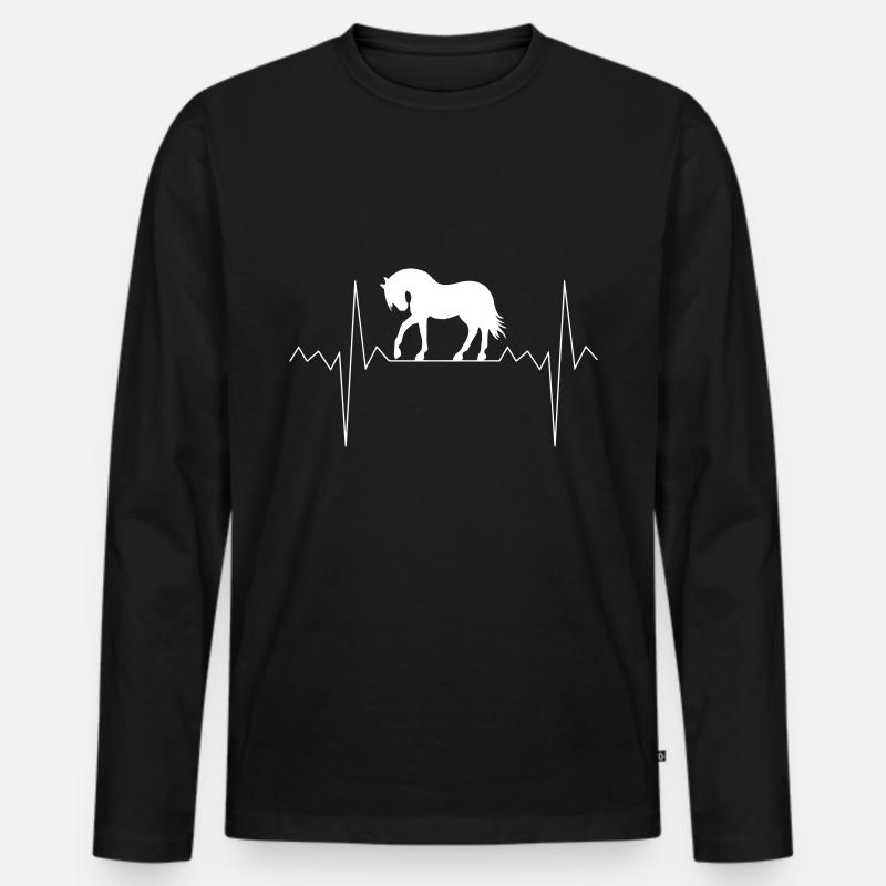 Herzschlag Herzfrequenz Pferde - Männer Premium Bio Langarmshirt - Schwarz