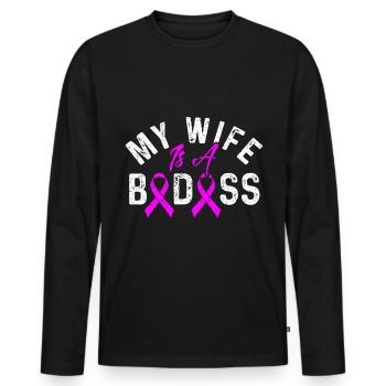 Cancer - Men's Premium Organic Long Sleeve Shirt - black - Front - Nico (187cm)