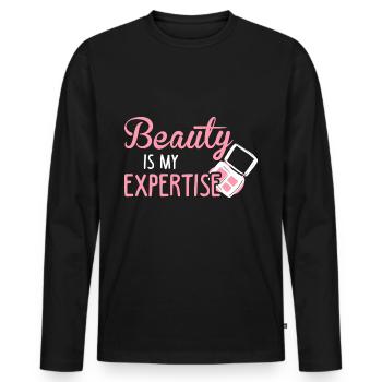 Expert beauté - T-shirt manches longues Premium bio Homme - noir - Devant - Nico (187cm)