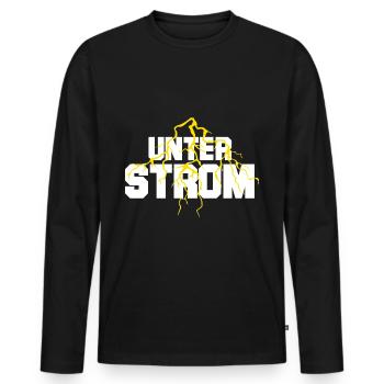 Unter Strom - Männer Premium Bio Langarmshirt - Schwarz - Vorne - Nico (187cm)